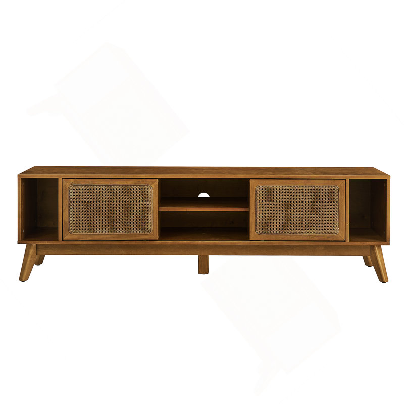 Meuble télé 67,9 po Mid-Century Modern Rattan, Brun