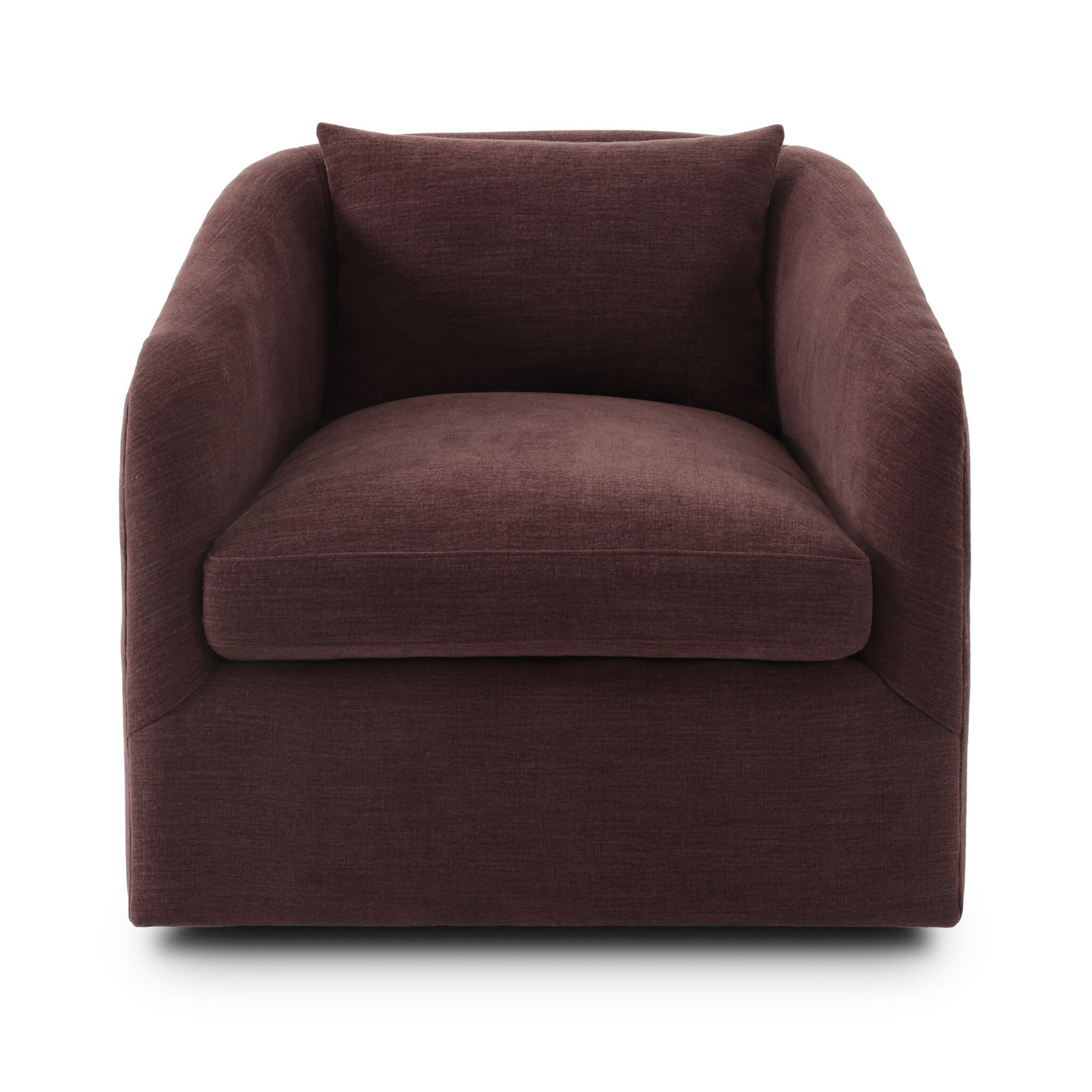 Redmond 31.5" W Suede Swivel Armchair, Laughlin Plum Polyester Blend