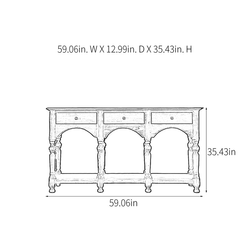 Rural Retro Multifunctional Console Table, 35.43" H x 59.06" W x 12.99" D