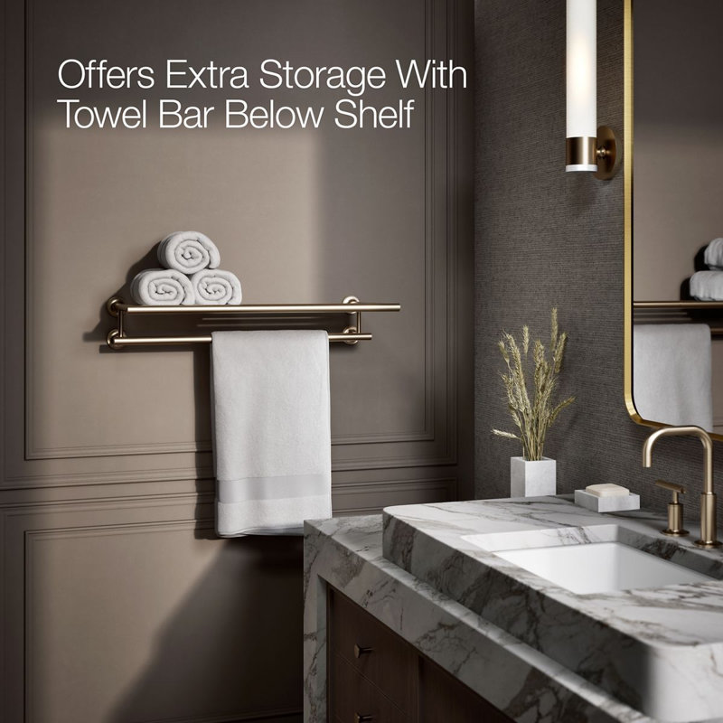 Purist Hotelier Wall Shelf, Vibrant Brushed Bronze