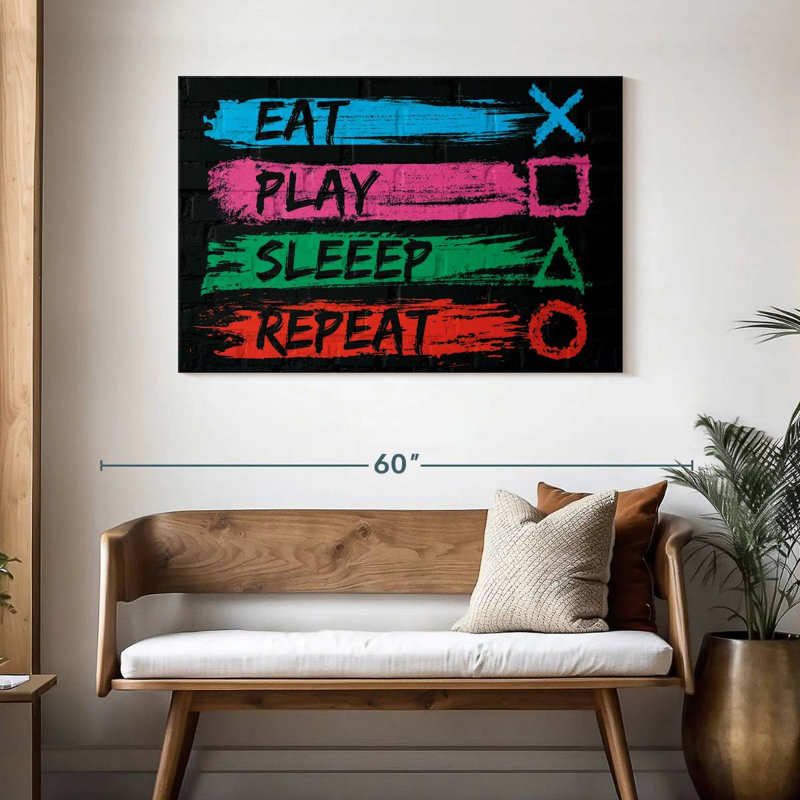 Senne Eat Play Sleep Repeat, 30" H x 45" W
