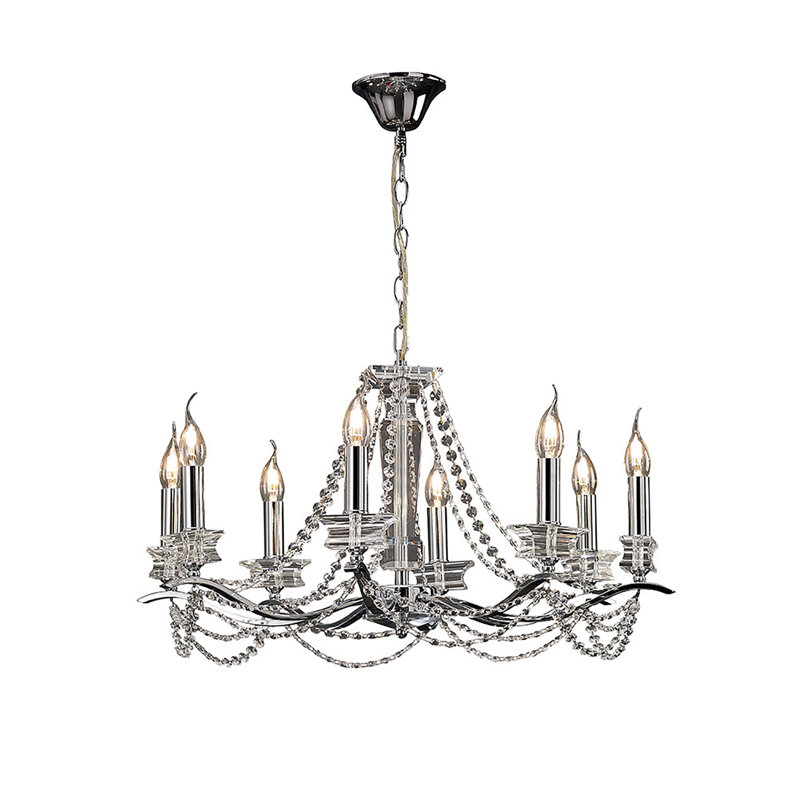 Valley 8 - Light Candle Style Chandelier, Polished Chrome