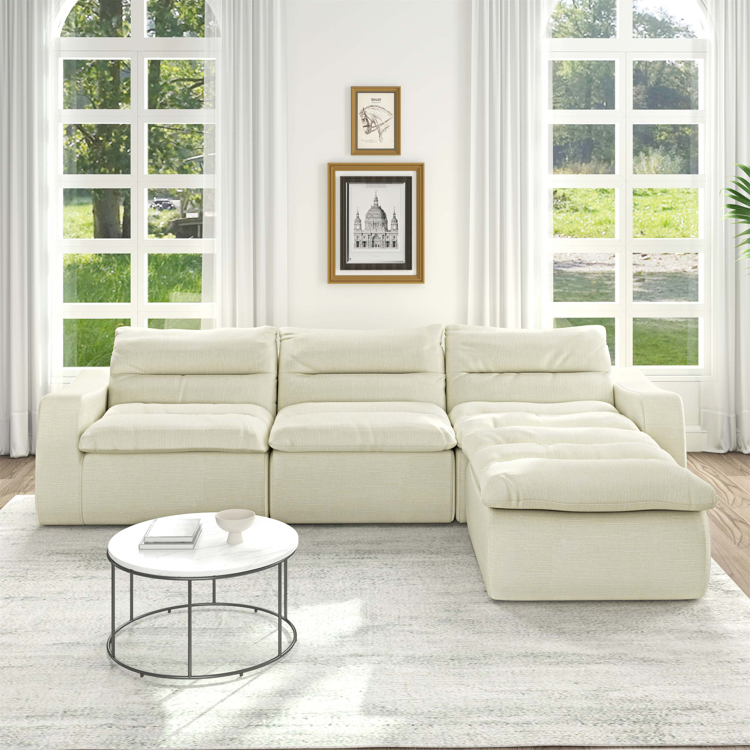 Latitude Run® Comfortable L-Shaped Modular Sofa with Handrail for