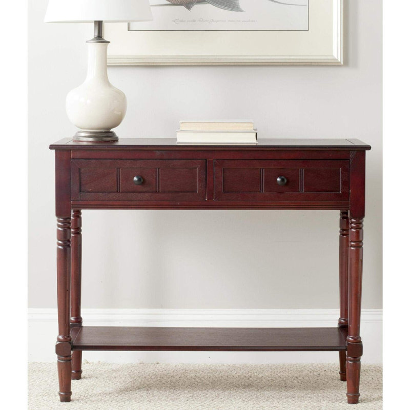 Barnicle Classic 35.8'' Console Table - Solid Pine Wood Table with 2 drawers for Hallway & Entryway, Dark Cherry