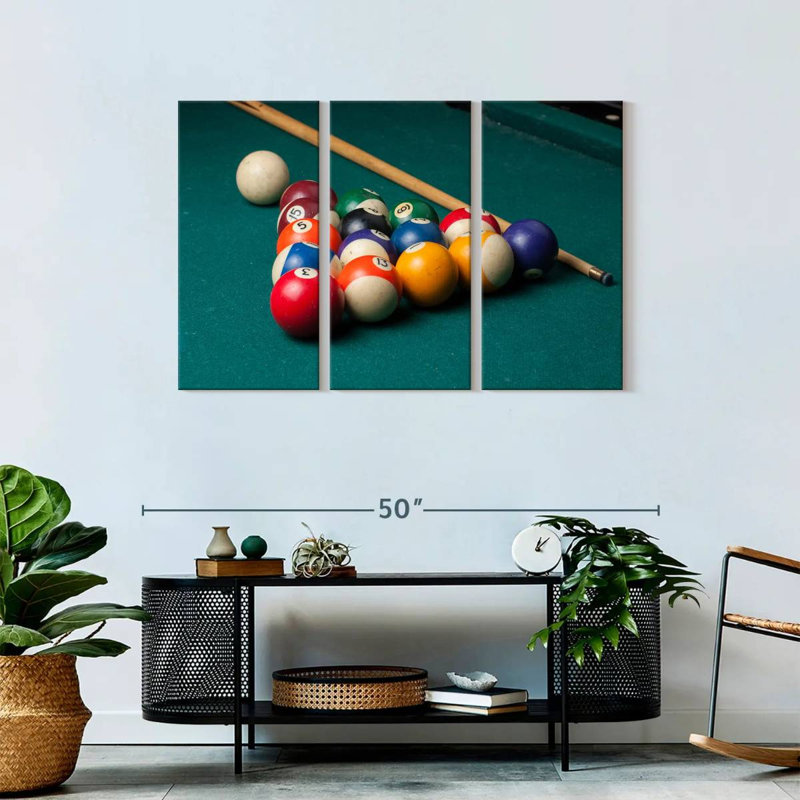 " Billiard Game Setup " 3 - Pieces, 28" H x 45" W x 1.25" D