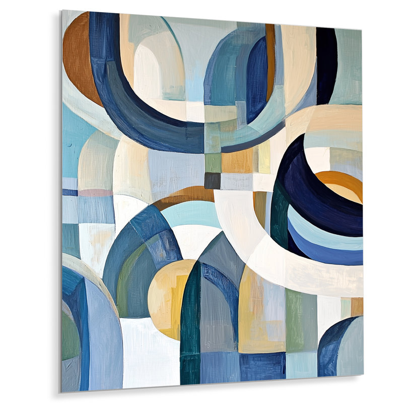 Cubist Blue Reality I - Geometric Metal Wall Art, Modern Metal Print, 32" H x 16" W