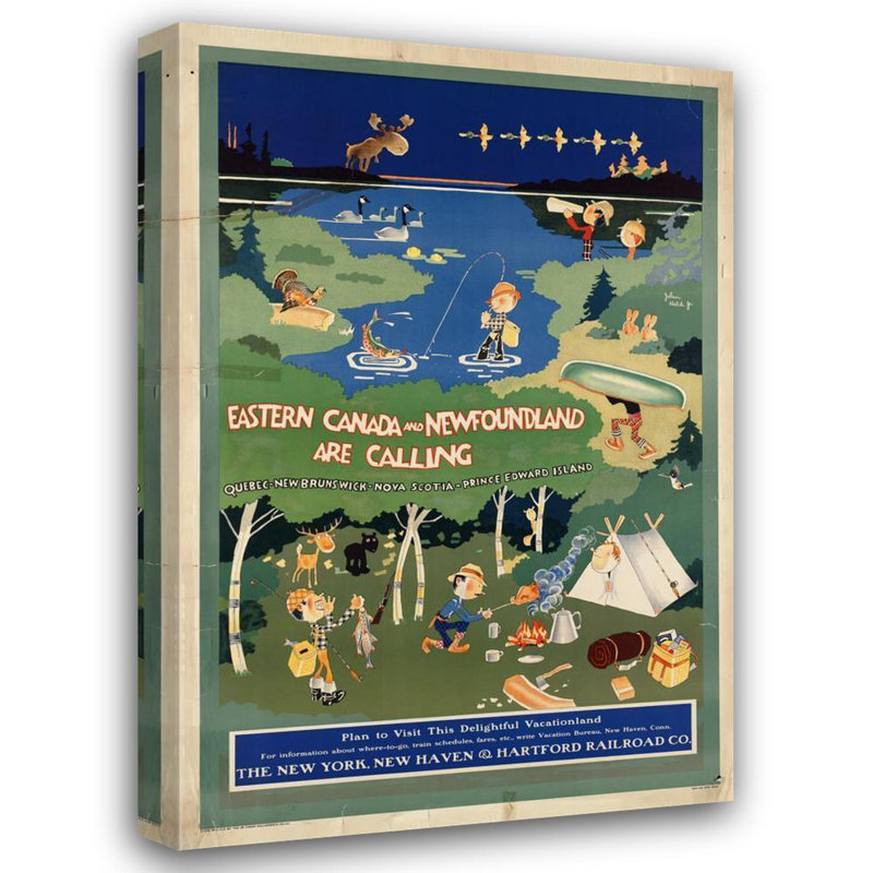 «Eastern Canada and Terre-Neuve are Calling» par John Held, Jr. - Toile tendue avec châssis, H 24 po x l 17 po
