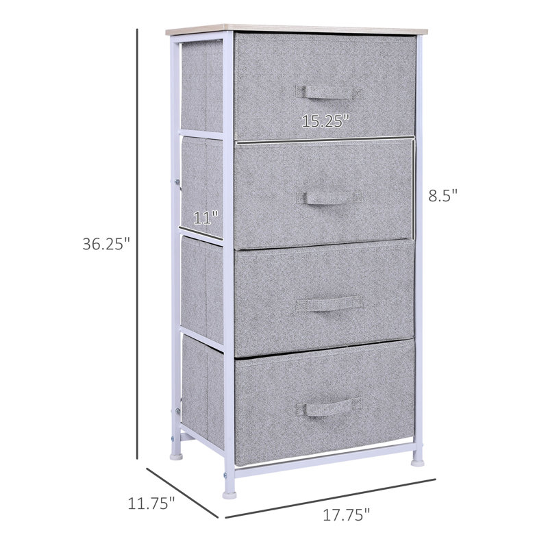 Commode de rangement 4 tiroirs Abing, Blanc