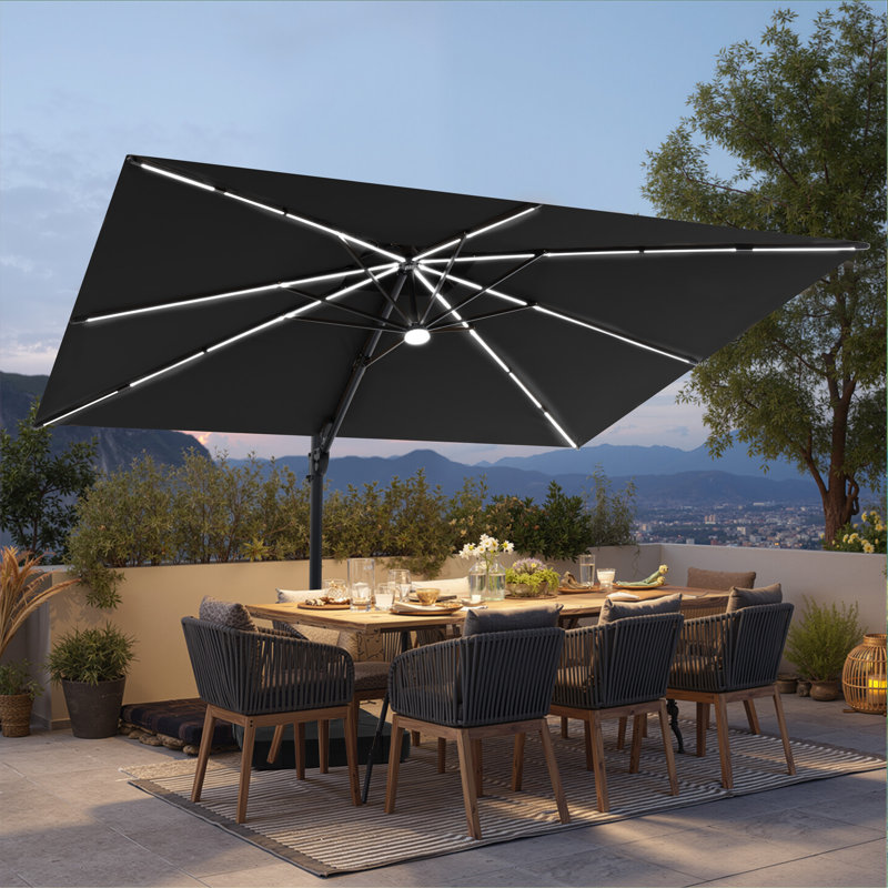 Parasol rectangulaire en porte-à-faux 128 pi, Black
