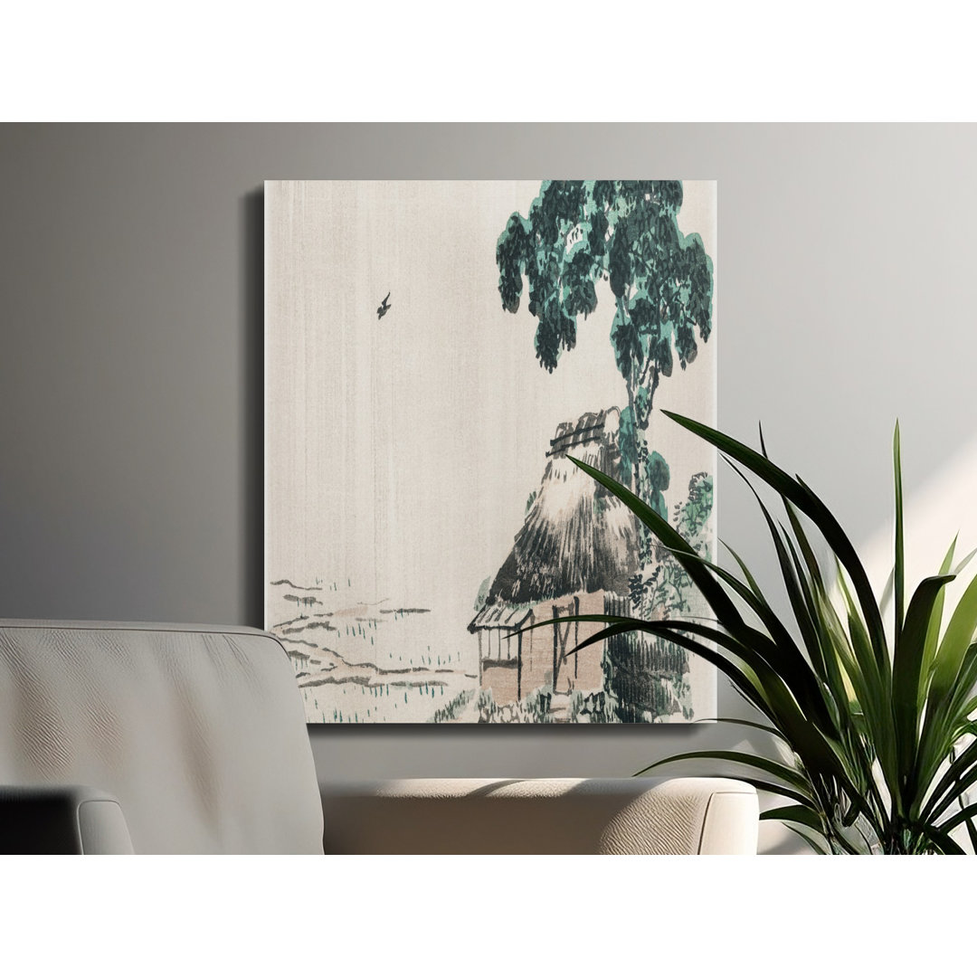 Ukiyo-e Thatched Cottage Landscape Canvas Print