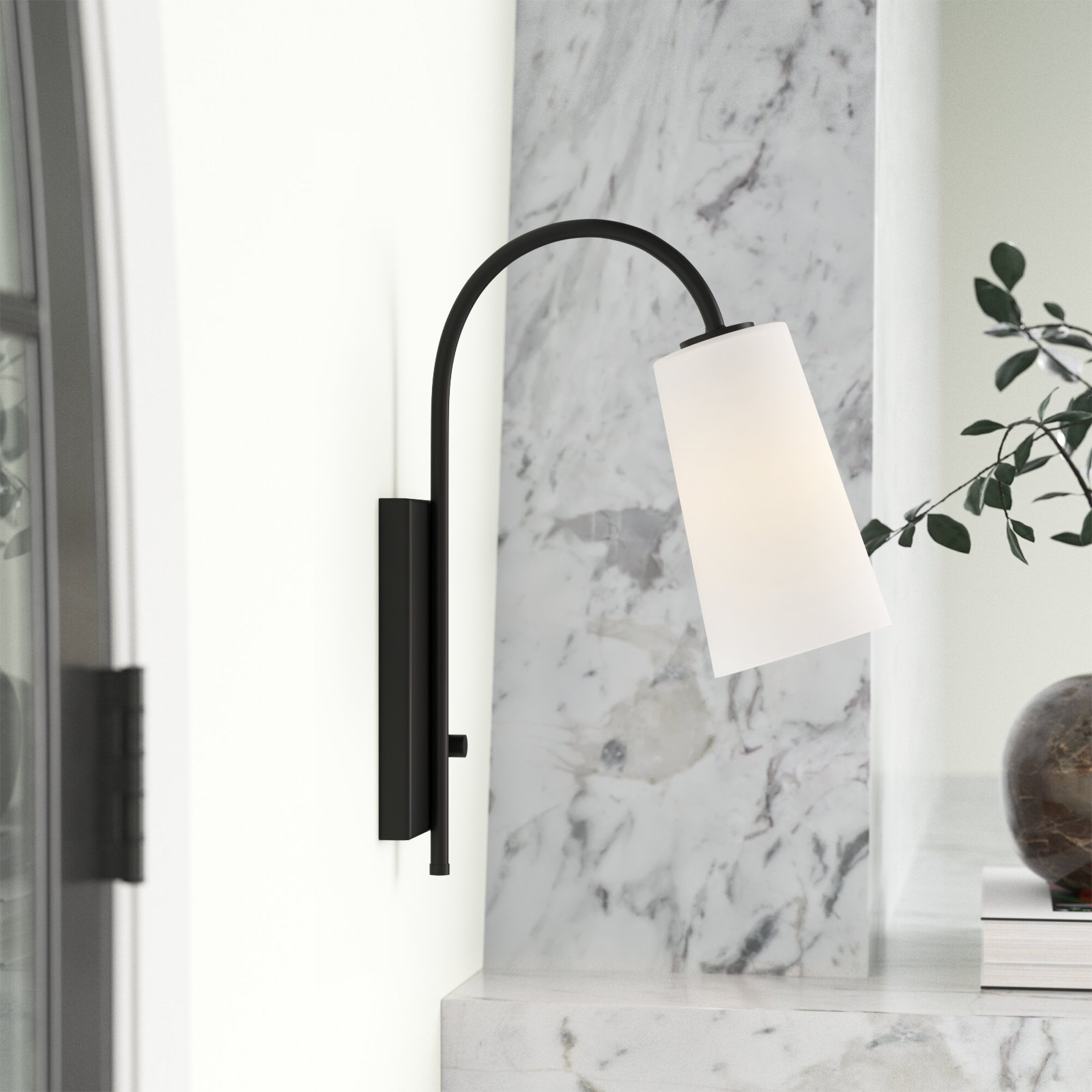 Alexa 1 Light Aged Brass Wall Mount, Black