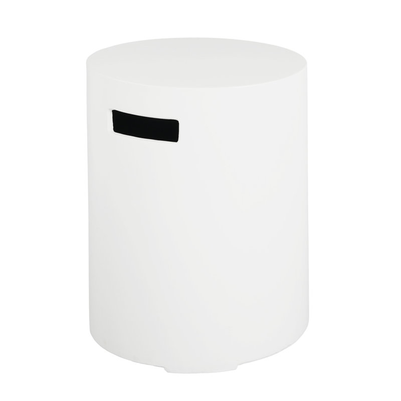 Table d'appoint blanche 16 x 20 pouces pour contenir des bouteilles de propane, une table de support de réservoir d'ambiance extérieure légère et sans assemblage, des espaces de conception légers et ronds