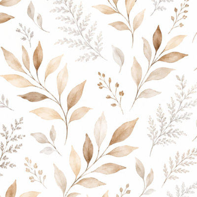 Rouleau de papier peint amovible amovible à motif de feuilles de papier peint à motif floral beige l 23,6 po x H 118 po