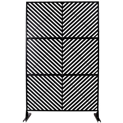 Écran d'intimité extérieur et intérieur en métal H 76 po x l 48 po, écran d'intimité décoratif autoportant pour terrasse de balcon de terrasse, panneaux de clôture d'intimité pour jardin extérieur PS113 NOIR
