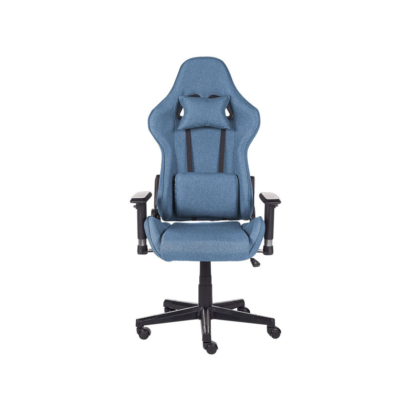 Inbox Zero Adjustable Faux Leather Swiveling PC & Racing Game Chair, Blue