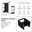Meuble-lavabo mural de 24 pouces de qualité minimaliste avec lavabo en céramique et armoires latérales