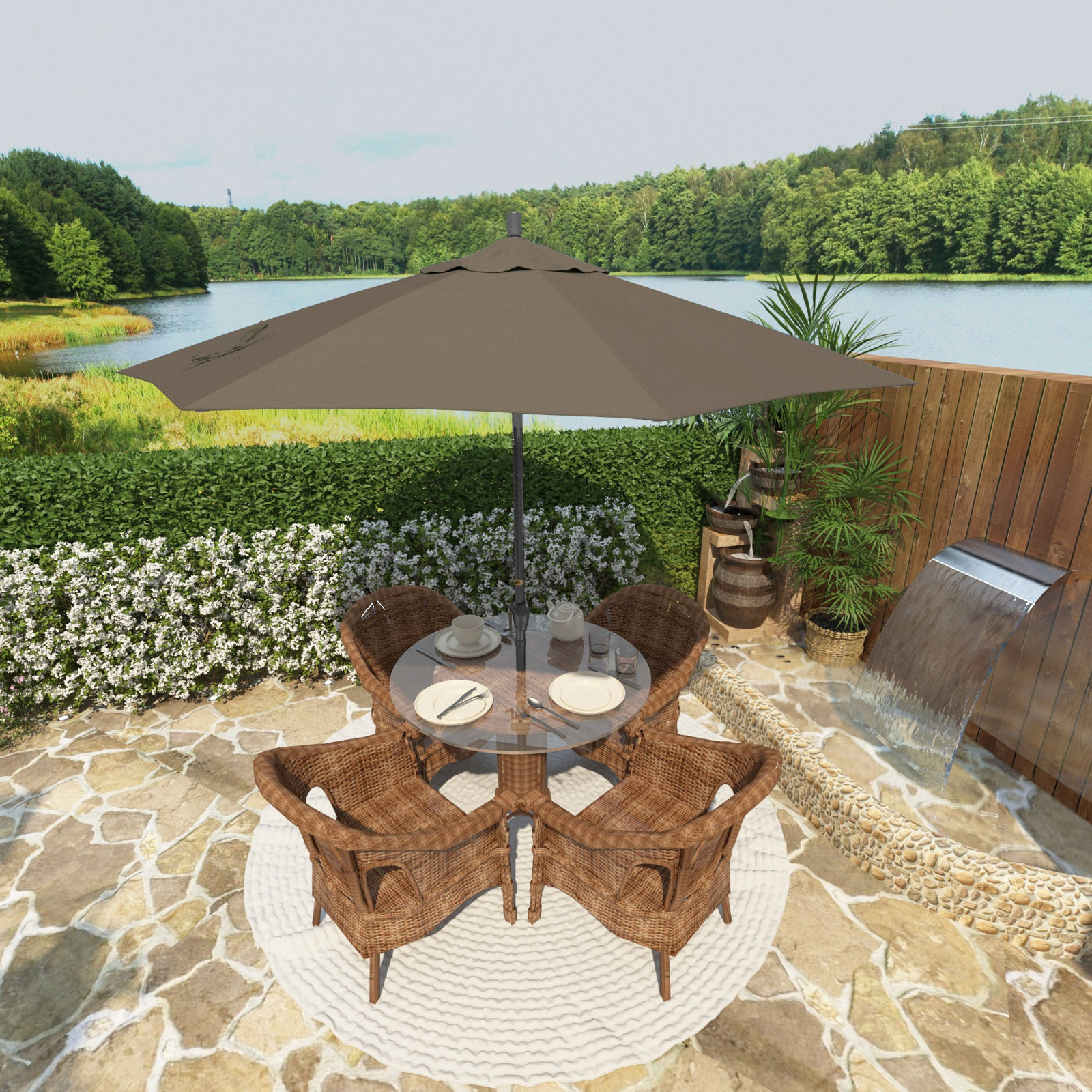 Lexia 90'' Sunbrella® Outdoor Umbrella, Taupe