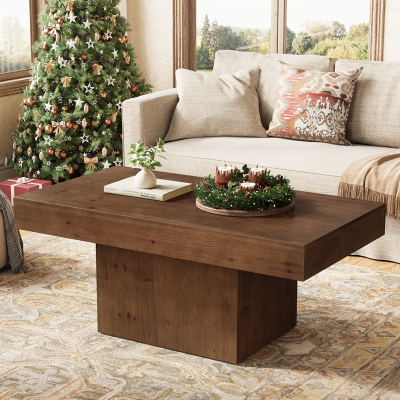 Solid Wood Pedestal Coffee Table