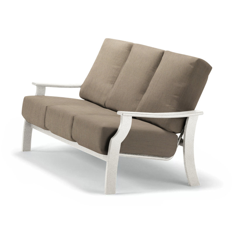 St. Catherine 74'' Wide Patio Sofa with Cushions, Canvas Air Blue Sunbrella® Canvas, Snow