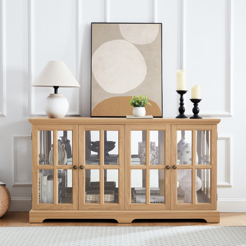 Magnifique vitrine antique exquise avec éclairage à DEL et magnifique armoire lisse à l'apparence de chêne télécommandée