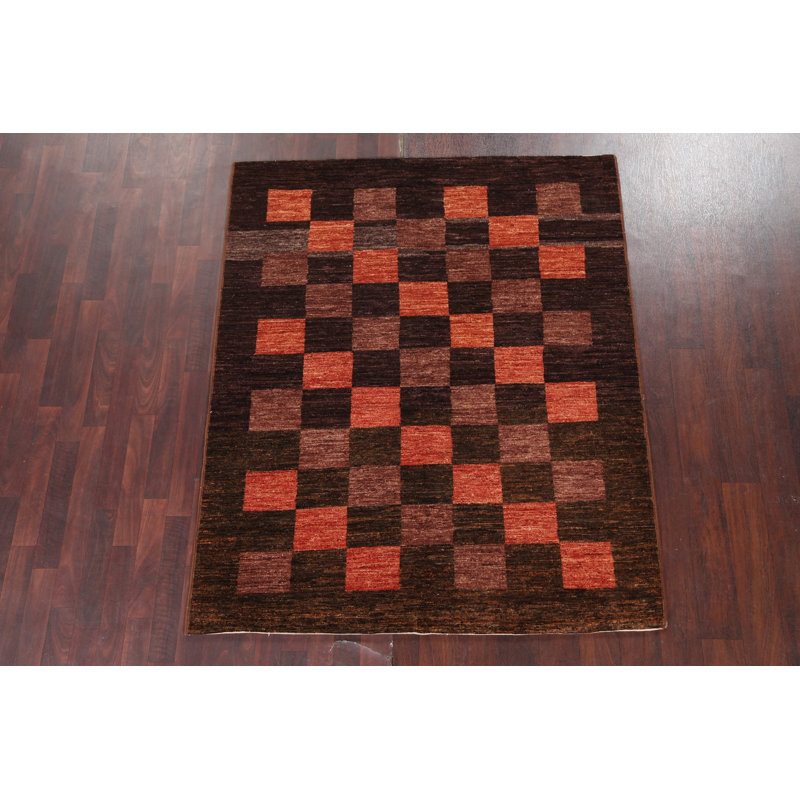 Checkered Gabbeh  Oriental Area Rug 5x6