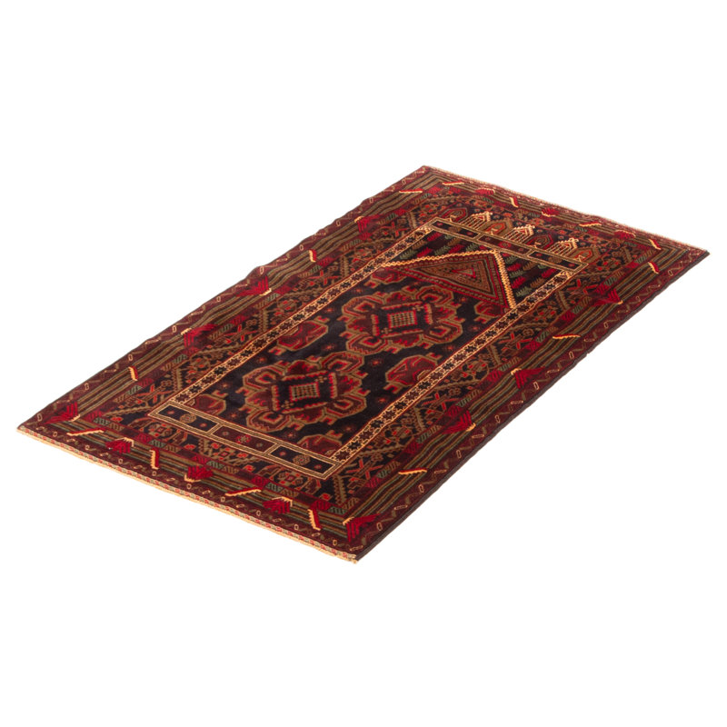 Tapis noir nouvel âge en laine 2 pi 11 po x 5 pi 2 po One-of-a-Kind