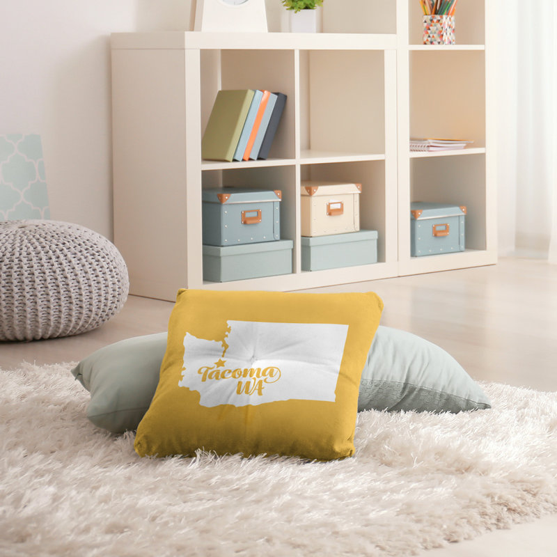 Coussin de plancher touffeté, 30 po x 30 po, Jaune, Tacoma