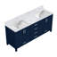 Meuble-lavabo double bleu marine l 80 po x P 22 po - comptoir en marbre, bois massif, fermeture en douceur et égratignure et teinture, 2 armoires, 6 tablettes ouvertes pour un rangement sophistiqué avec structure en bois, surface, beaucoup-1313462702
