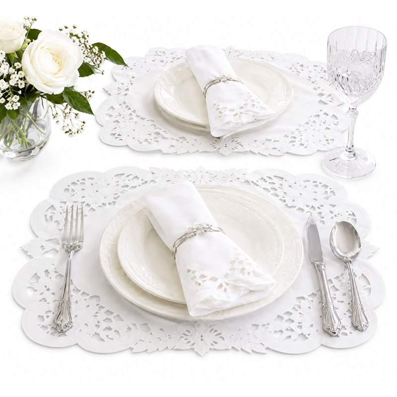 Ensemble de 4 napperons Rose Trellis Cutwork