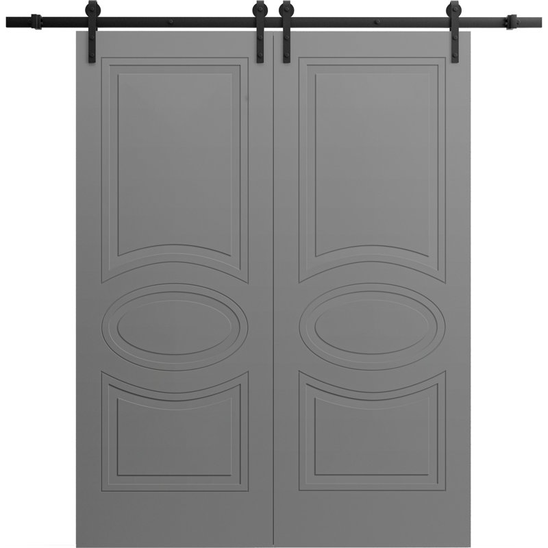 Porte de grange en bois, 64 po x 84 po, Argent