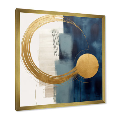 «Moon Bliss On Delft Blue Sky Mid-Century I», art mural sur toile transitionnel