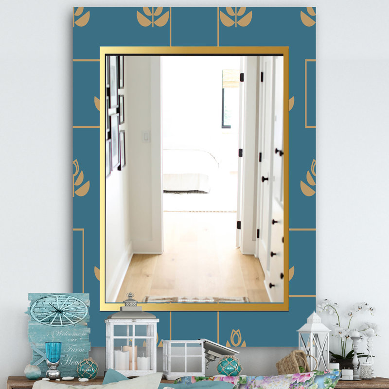 Bleu et or - Miroir moderne - Miroir mural, H 39,4 po x l 29,5 po