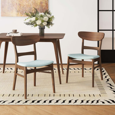 Ensemble de chaises de salle à manger 2 pièces - siège rembourré, pieds en bois d'hévéa durable et couleur menthe fraîche