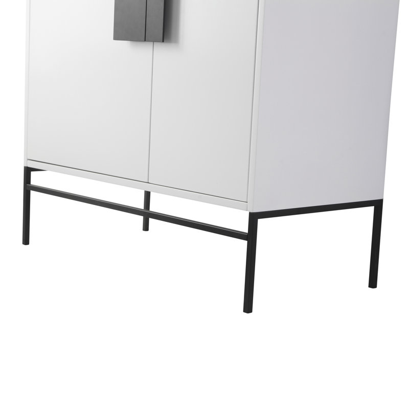 Ensemble de meuble-lavabo simple 36 po Maisie, Peint blanc mat, Chrome poli