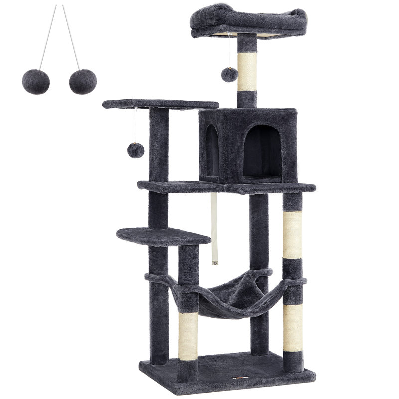 Maison pour chat 56 "à plusieurs niveaux, Gris fumé