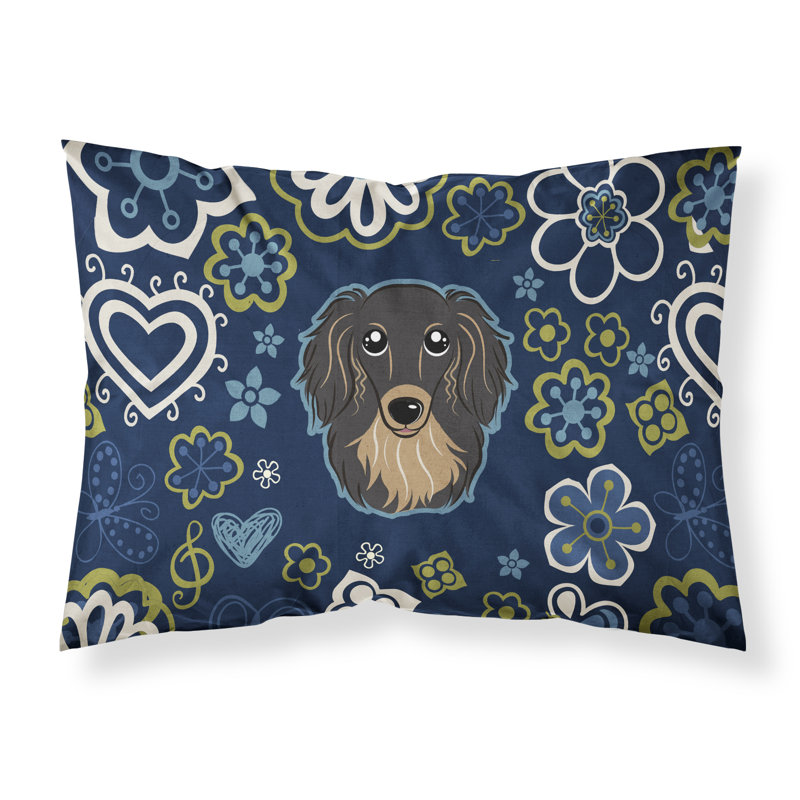 Flowers Microfiber Floral, Longhair Black and Tan Dachshund