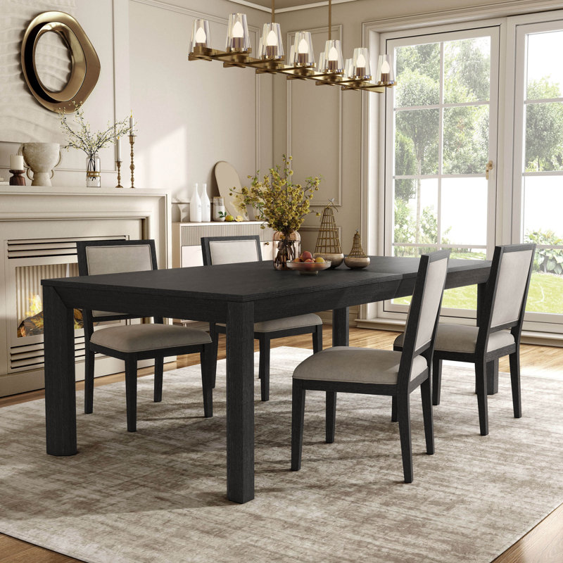Schell 5-Piece Dining Table Set, Weathered Black, 5 Pieces: Table, 4 Chairs