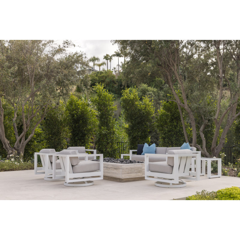 Camela Swivel Aluminum Outdoor Lounge Chair , Sunbrella® Cushions Included, Cast Silver Sunbrella®