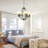 6 - Light Traditional / Classic Farmhouse Chandelier with Fabric, 30 Inch Black Chandelier with Shades
