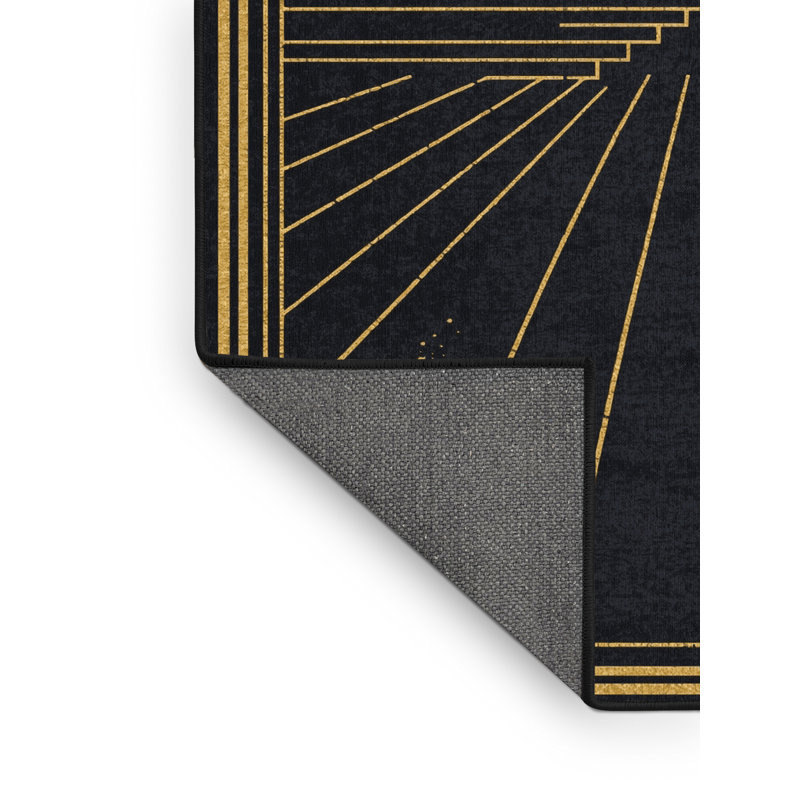 Soft Plush Farr New Years Modern & Contemporary Abstract Area Rug in Gray – Black Binding, 4x6