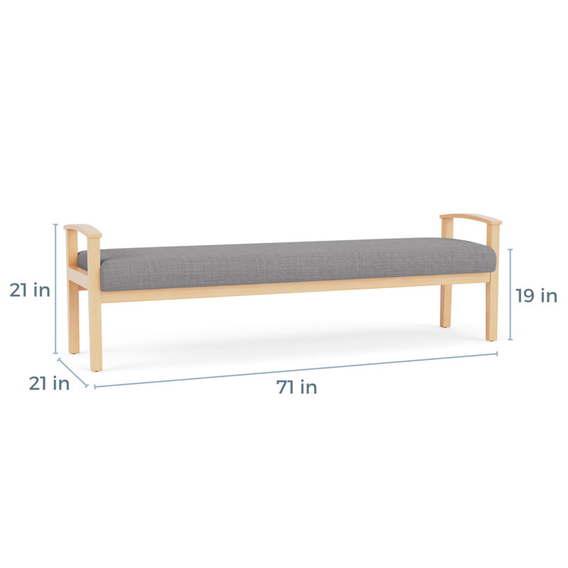 Banc en bois massif Amherst, Naturel, Gris chambray
