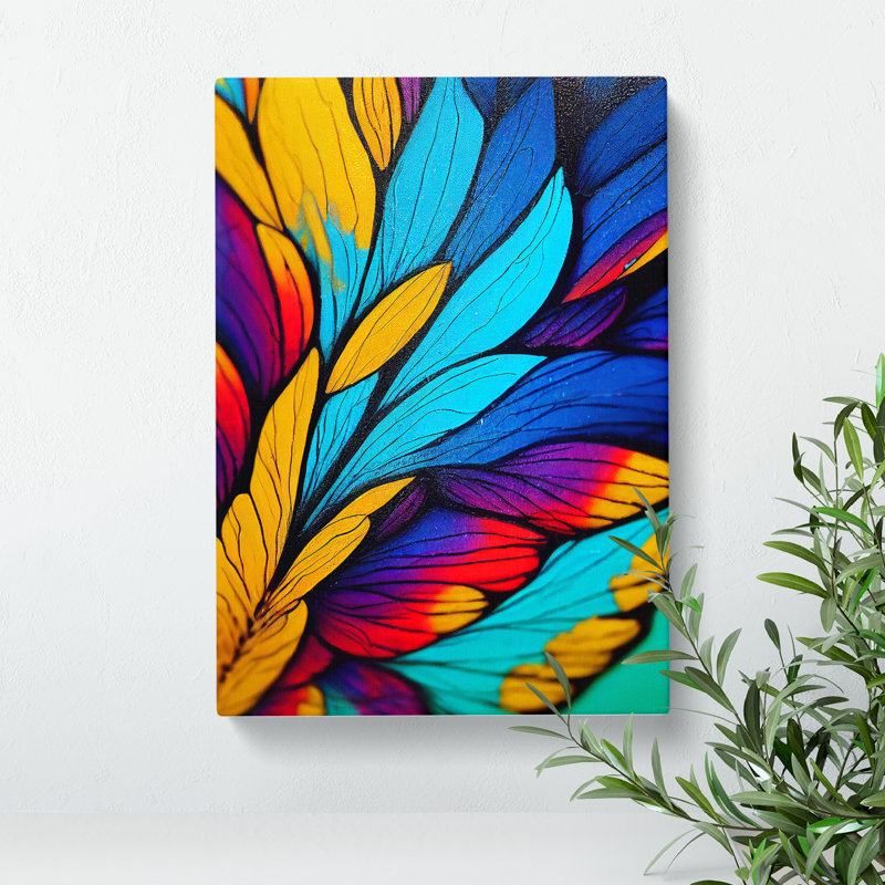 Feathers In Technicolour Abstract - Wrapped Canvas, 50cm H x 35cm W x 3cm D