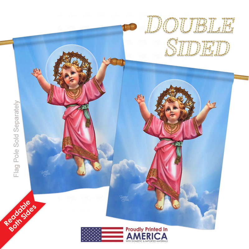Drapeau maison en polyester 2 côtés divine baby jesus, H 40 po x l 28 po