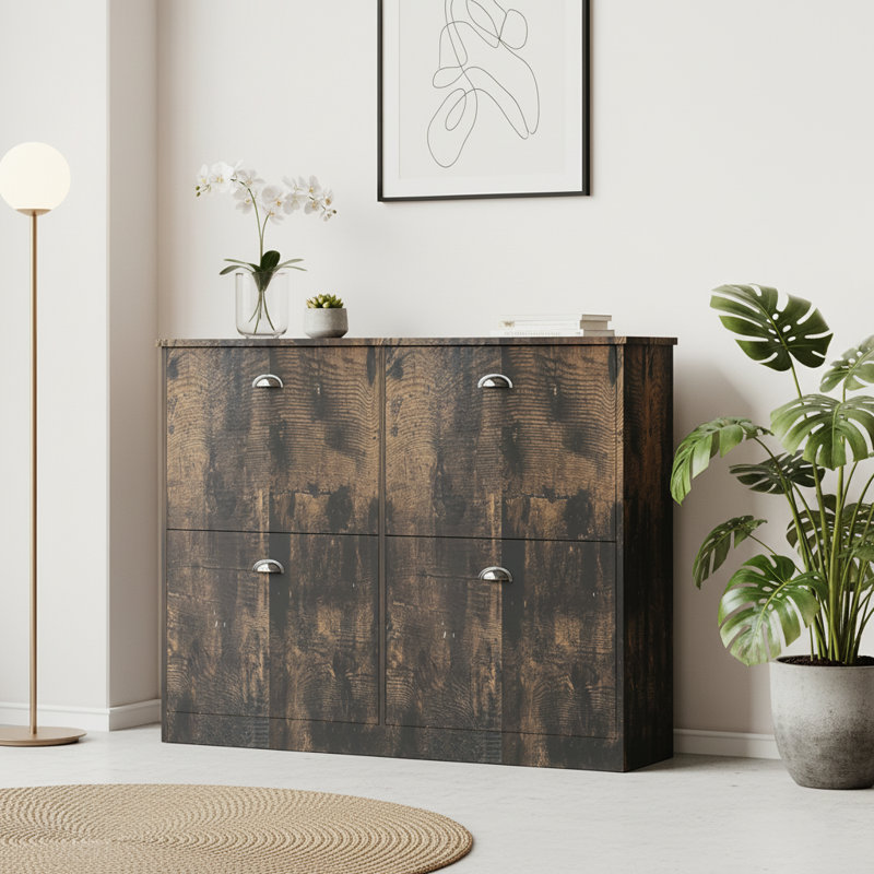 Shoe Cabinet,Hidden Slim Narrow Shoe Rack Cabinet With 4 Drawers For Entryway, Foyer,Hallway,Bedroom, Vintage