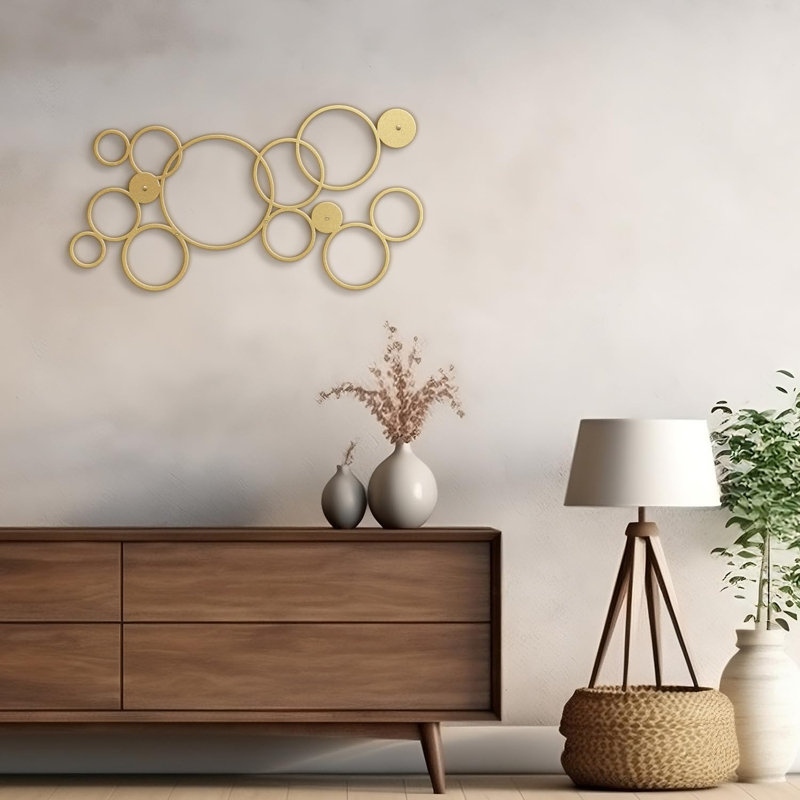 Wall Decor Metal, Gold, 9" H x 18" W x 0.05" D