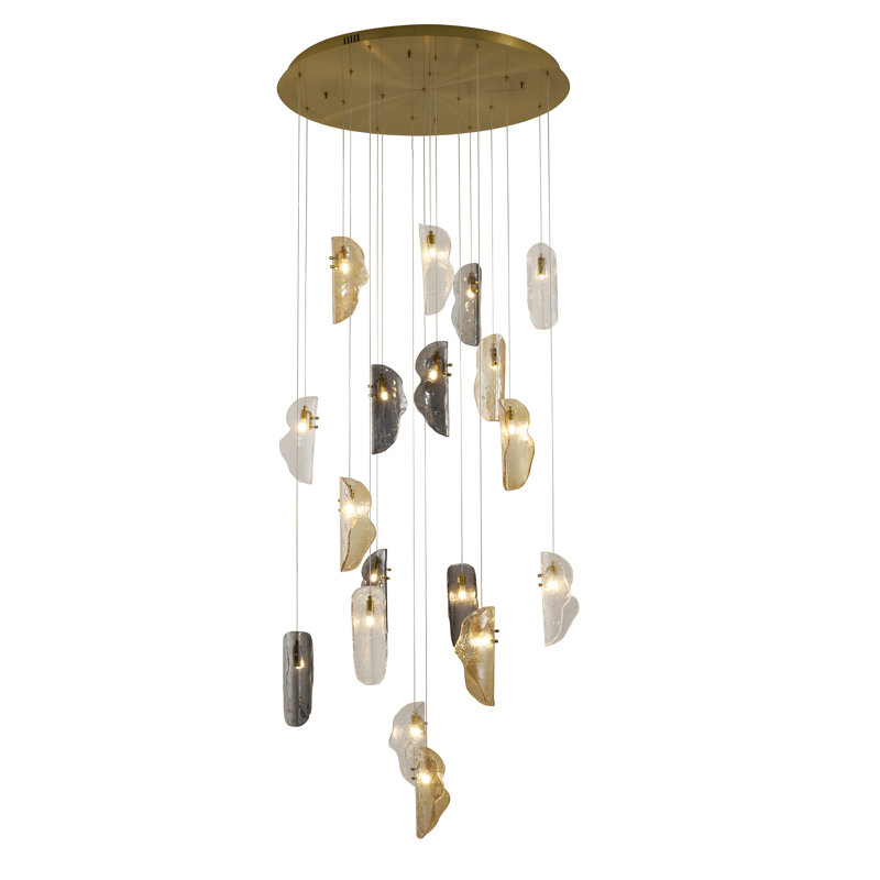 Transitional 18-Light Glass Chandelier 