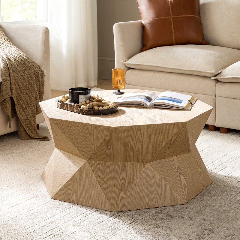 Nikolaus Merops Modern 33.75"W Octagonal Design Full Assembly Coffee Table, Oak