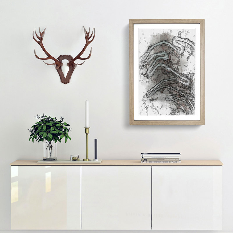 Maloja Pass in Switzerland in Abstract - Picture Frame Graphic Art Print, Oak, 91cm H x 60cm W x 2cm D