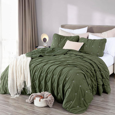  Corduroy Polyester Cross Stitch Comforter Set