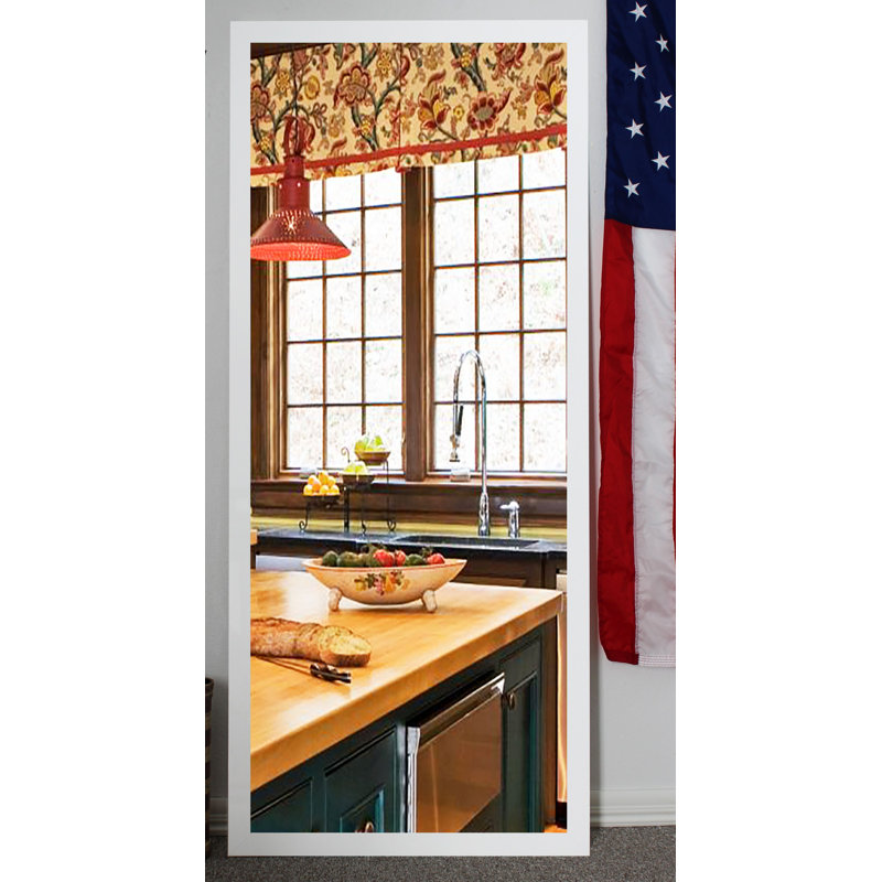 Garg Wood Flat Mirror, 58.5" H x 18.5" W, Polished White